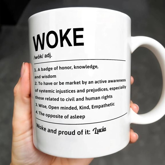 Woke Definition Mug With Active Awareness, Personalized Custom Coffee Mug, Gift For Social Activists, Bekilab Ceramic Coffee Mug, 11oz 15oz Gift