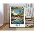 thumbnail image 1 of Woking Surrey England City Map Wall Art Travel Decor Photo Print, Stretched Canvas 12x16in, 1 of 4