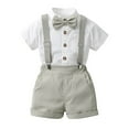 thumbnail image 1 of Wolcakyue Baby Boys formal Suit Set Short Sleeve Romper Suspenders Shorts Pants Bowtie Wedding Tuxedo Outfits Cake Clothes,Gray 2-3 Years, 1 of 5