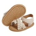 thumbnail image 1 of Wolcakyue Baby Girls Boys Sparkly Bowknot Sandals Soft Anti-Slip Rubber Sole Summer Outdoor Shoes Toddler First Walkers,Beige 5, 1 of 6