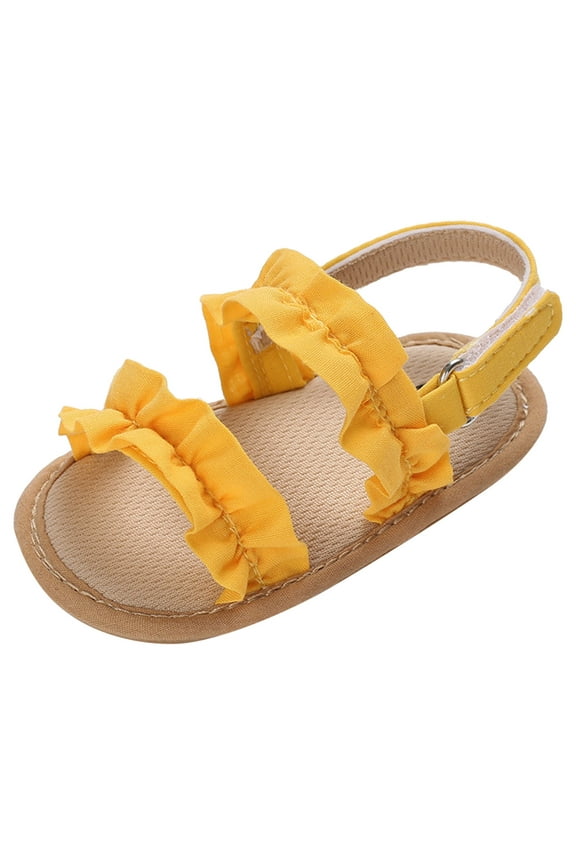 Baby Girls Sandals Summer Shoes Outdoor First Walker Toddler Girls Shoes for Summer,Yellow 5