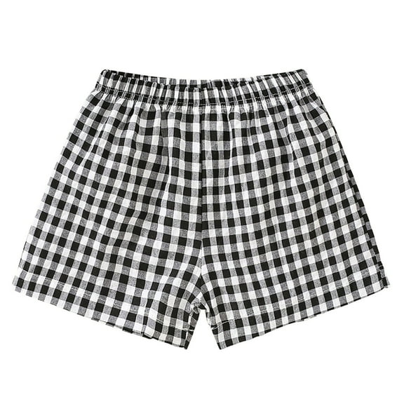 Wolcakyue Girls Cute Shorts Casual Plaid Short Athletic Running Sports Shorts Youth Workout Pants Kids Summer Homewear Shorts,Black 4-5 Years