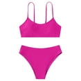 thumbnail image 1 of Wolcakyue Girls Swimsuits 2 Piece Solid Spaghetti Strap Bikini Sets Sports Beach Bathing Suit for Teen Girls Swimming Suit,Hot Pink 8-9 Years, 1 of 3