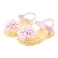 thumbnail image 1 of Wolcakyue Princess Jelly Sandals Glitter Jelly Sandals Mary Dance Shoes Girls Flat Sandal Water Shoes for Kids Toddler,Gold 10.5, 1 of 3