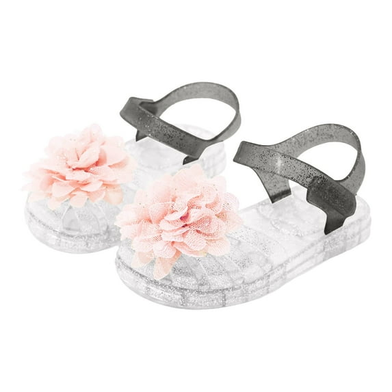 Wolcakyue Princess Jelly Sandals Glitter Jelly Sandals Mary Dance Shoes Girls Flat Sandal Water Shoes for Kids Toddler,White 2