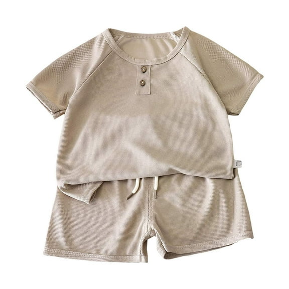 Wolcakyue Shorts Sets Boy 2 Piece Outfits Baby Toddler Boy Outfits Clothes Summer Kids Pattern Short Sleeve,Gray 6-12 Months