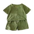 thumbnail image 1 of Wolcakyue Shorts Sets Boy 2 Piece Outfits Baby Toddler Boy Outfits Clothes Summer Kids Pattern Short Sleeve,Green 6-12 Months, 1 of 4