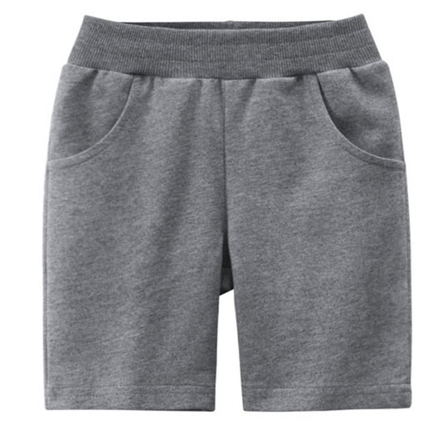 Wolcakyue Toddler Boys Shorts French Terry Boys Cotton Shorts with Drawstring Casual Elastic Waist,Gray 12-18 Months