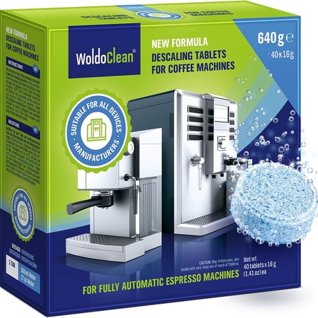 WoldoClean Coffee Machine Cleaner & Descaling Tablets – 40 Uses Compatible with Keurig, Nespresso, Ninja, Delonghi, Miele & Coffee Makers