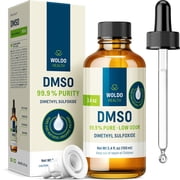 WoldoHealth DMSO 99.9% Pharmaceutical Grade - FT-IR Verified Dimethyl Sulfoxide, Low Odor Solvent in Glass Bottle with Precision Dropper 3.38 oz