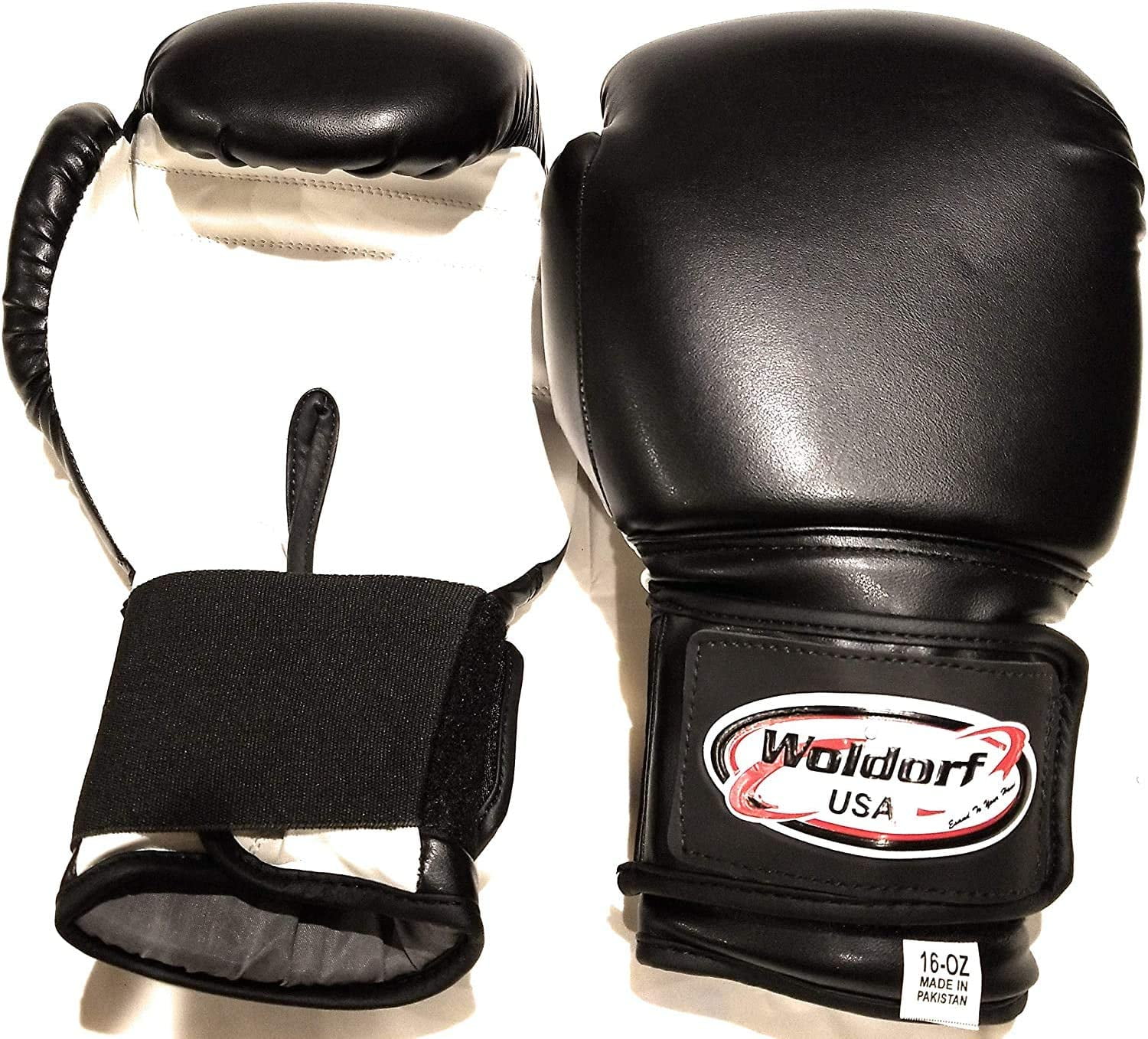 Woldorf Boxing Gloves in Leather Black 14oz Sparring, Grappling Gloves, Kickboxing, Fighting
