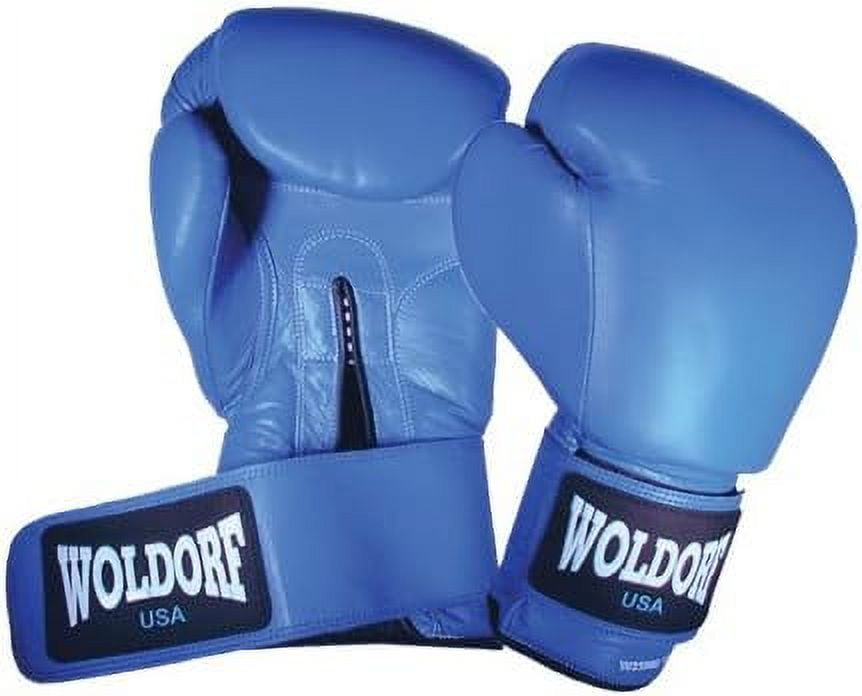 Woldorf Boxing Gloves in Top Grade Leather Blue 14oz Sparring, Grappling, Kickboxing, Fighting Gloves, Muay Thai Training Gloves, Heavy Bag Gloves for Speed Punching