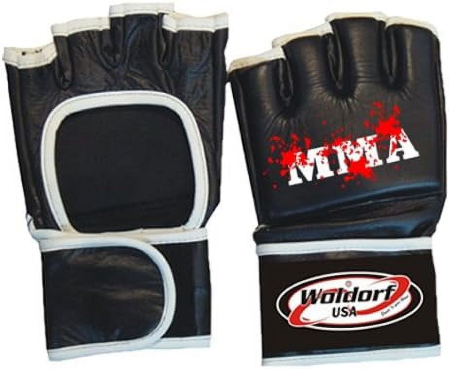 Woldorf Mixed Martial Arts Gloves Open Palm Black Size S Sparring, Grappling, Kickboxing, Fighting Gloves, Muay Thai Training Gloves, Heavy Bag Gloves for Speed Punching