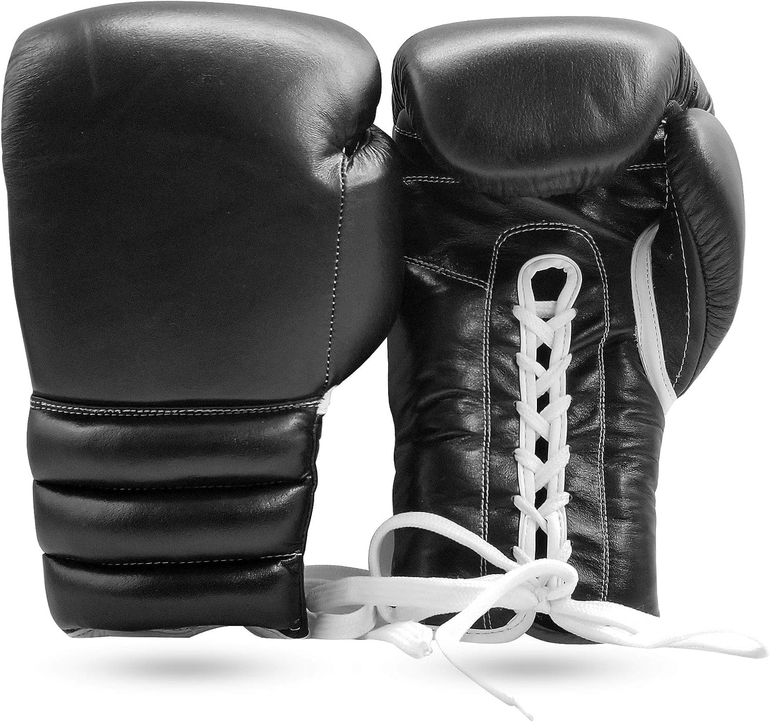 Woldorf USA Boxing Glove Kickboxing Lace up Punching Bag Black Leather Glove Without Logo