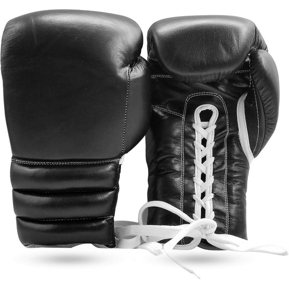 Woldorf USA Boxing Glove Kickboxing Lace up Punching Bag Black Leather Glove Without Logo