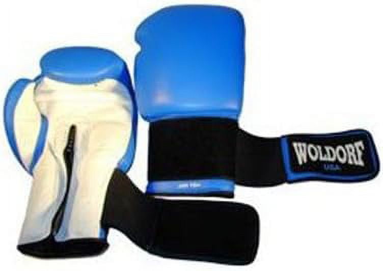 Woldorf USA Boxing Gloves in Leather Blue 10oz Sparring, Grappling, Kickboxing, Fighting Gloves, Muay Thai Training Gloves, Heavy Bag Speed Punching Gloves