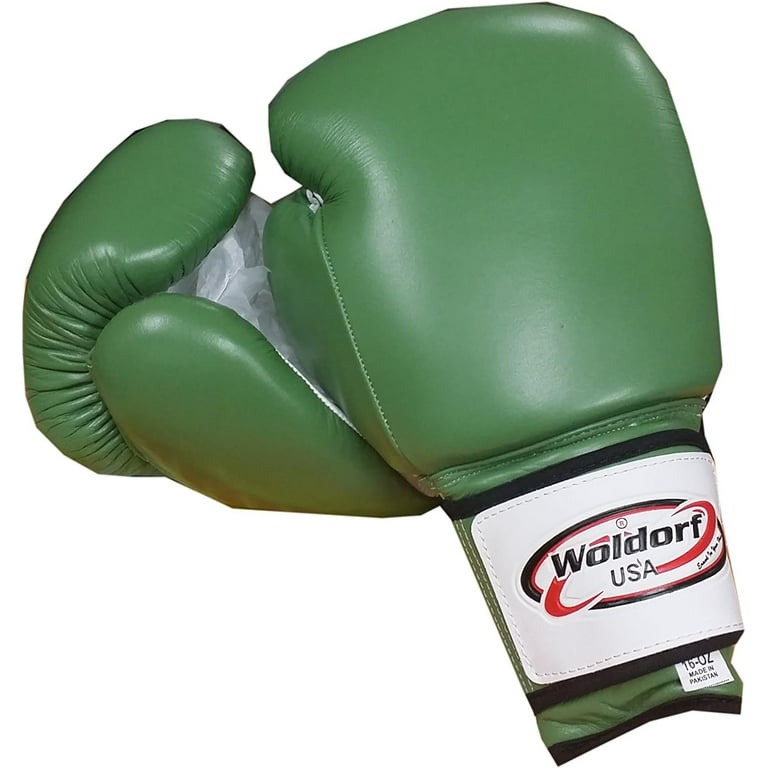 Woldorf USA Boxing Gloves in Leather Green 16oz Muay Thai Training