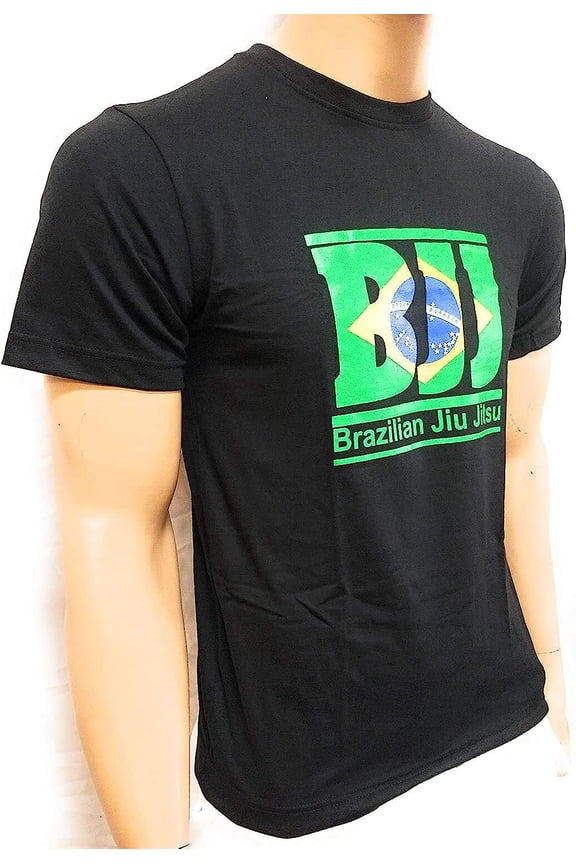 Brazilian Flag Jiu Jitsu T-Shirt in Black with BJJ Size L Martial Arts, Fighting Equipment, Kickboxing T-Shirts, Casual Cloths, T - Shirts
