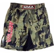 Woldorf USA MMA Board Fighting Shorts Soft Polyester Green Digital Camouflage with Logo Grappling Shorts, Kickboxing Shorts, Fighting Shorts, Muay Thai Training Shorts