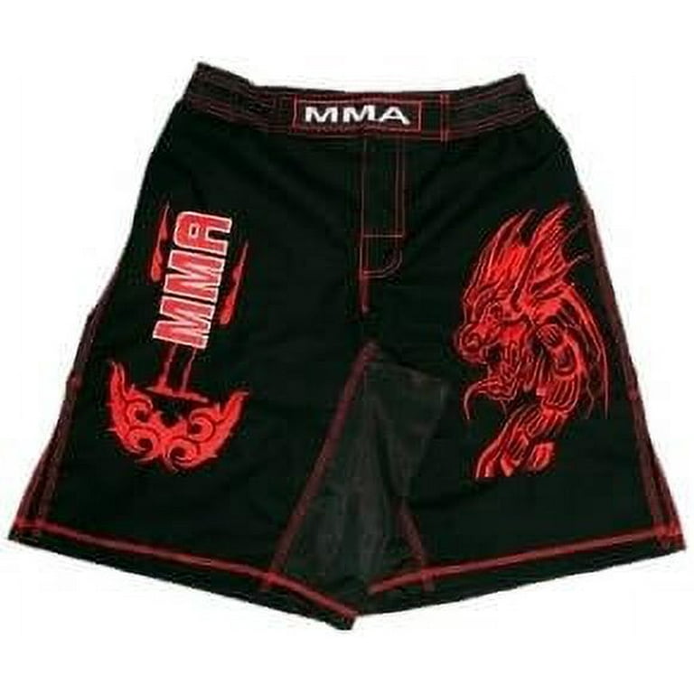 Woldorf USA MMA Board Shorts in Rib Stop Cotton with Red