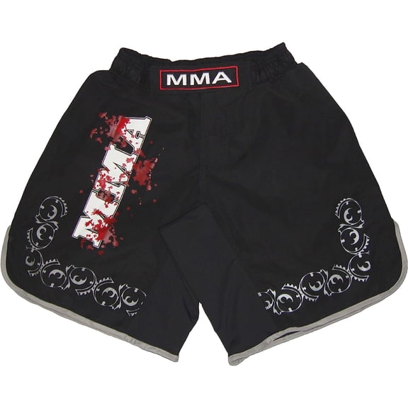 Woldorf USA MMA Logo Board Shorts in Soft Fabric Black Size 4XS Fitness Gym Equipment Grappling Shorts, Kickboxing Shorts, Fighting Shorts, Muay Thai Training Shorts