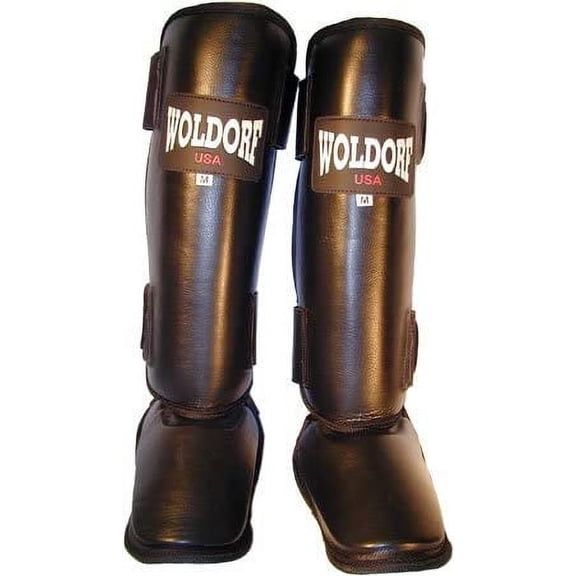 Woldorf USA Muay Thai/Boxing Shin Guards in Leather XL Martial Arts, Sparring Shin Guards, Fighting Equipment, Grappling Shin Guards, Kickboxing Shin Guards, Muay Thai Training Shin Guards