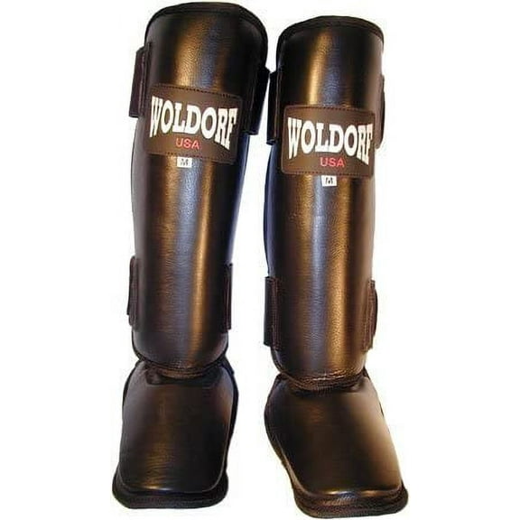 Woldorf USA Muay Thai/Boxing Shin Guards in Leather XXL Martial Arts, Sparring Shin Guards, Fighting Equipment, Grappling Shin Guards, Kickboxing Shin Guards, Muay Thai Training Shin Guards