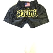 Woldorf USA Muay Thai Fight Shorts in Black Yellow Martial Arts, Sparring Fitness, Grappling Shorts, Kickboxing Shorts, Fighting Shorts, Muay Thai Training Shorts