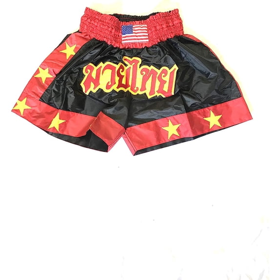 Woldorf USA Muay Thai Fight Shorts in Red Black Martial Arts, Sparring Fitness Gym Equipment Grappling Shorts, Kickboxing Shorts, Fighting Shorts, Muay Thai Training Shorts
