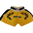 thumbnail image 1 of Woldorf USA Muay Thai Shorts in Yellow/Black Muay Thai Embroidered Lightweight, Comfortable, Flexibility, Kickboxing, Grappling Muay Thai Training Fighting Shorts, 1 of 1