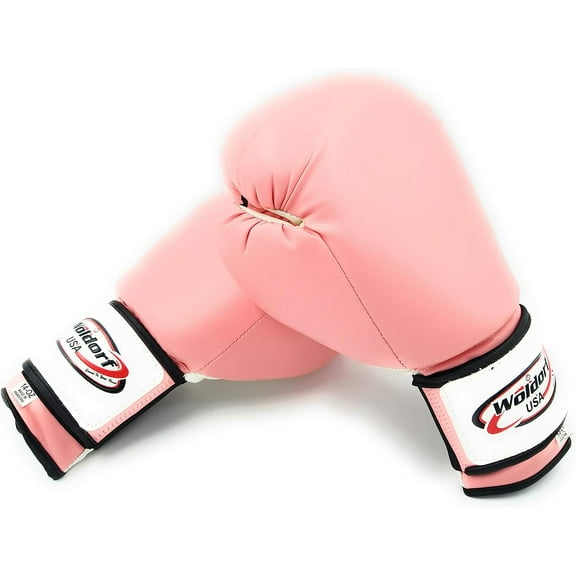 Woldorf USA Pink Boxing Gloves for Men and Women Heavy Essential Gel Boxing Punching Bag Gloves Kickboxing Sparring MMA Muay Thai Training Gloves Vinyl 12oz
