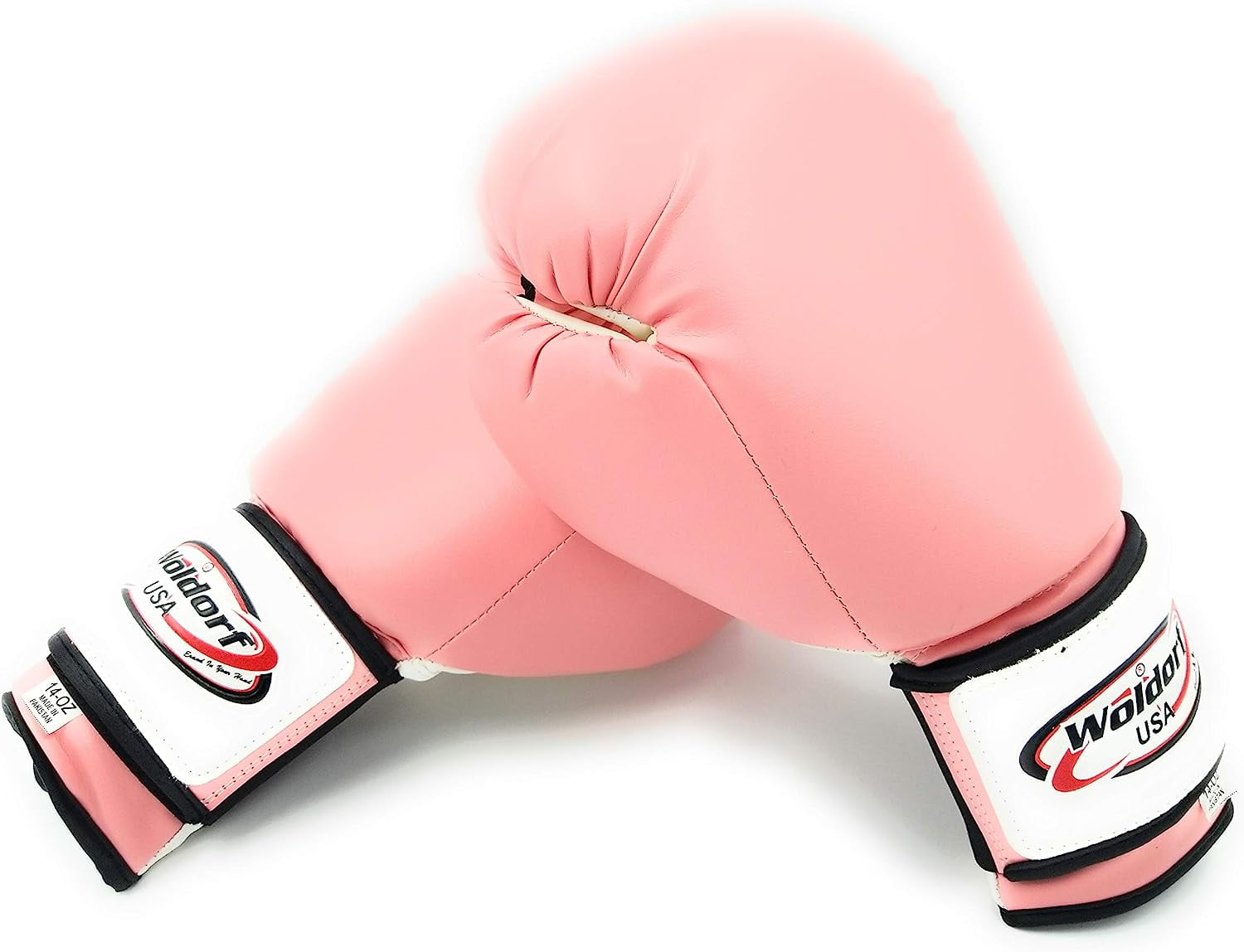 Woldorf USA Pink Boxing Gloves for Men and Women Heavy Essential Gel Boxing Punching Bag Gloves Kickboxing Sparring MMA Muay Thai Training Gloves Vinyl 12oz