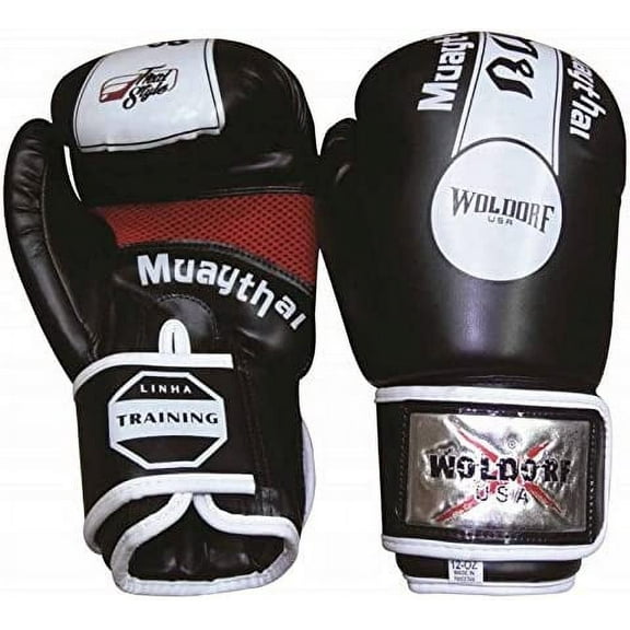 Woldorf USA Pro Boxing Training Sparring Gloves with Punching Holes Black Fighting Gloves, Muay Thai Training Gloves, Heavy Bag Gloves for Speed Punching