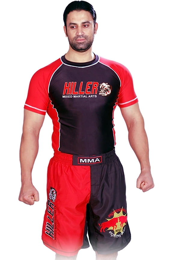 Rash Guard Color Black/Red Half Sleeve Size XS Killer Logo Fitness Rash Guards Grappling, Kickboxing Rash Guards, Fighting, Muay Thai Training Rash Guards