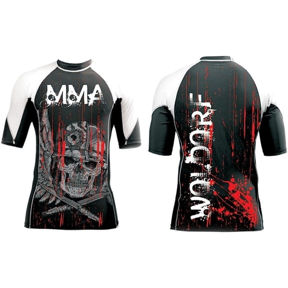 Woldorf USA Rashguard with Sublimation Size L Sparring Fitness Gym Equipment Grappling, Kickboxing Rash Guards, Fighting, Muay Thai Training Rash Guards Black