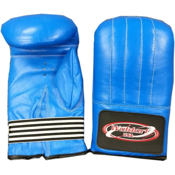 Woldorf USA Super Bag Gloves Blue in Leather S Sparring, Grappling Gloves, Kickboxing, Fighting Gloves, Muay Thai Training Gloves, Heavy Bag Speed Punching Gloves.