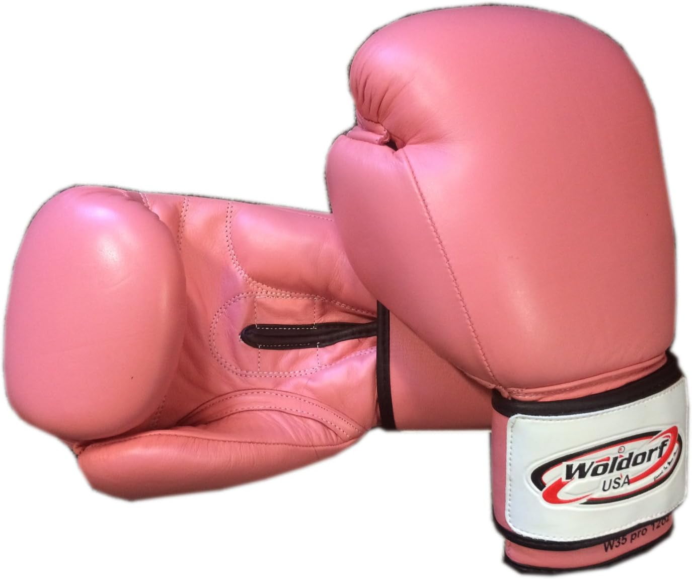 Woldorf USA Top Grade Leather Pink Boxing Gloves for Men and Women Heavy Essential Gel Boxing Punching Bag Gloves Kickboxing Sparring MMA Muay Thai Training Gloves Vinyl 16oz