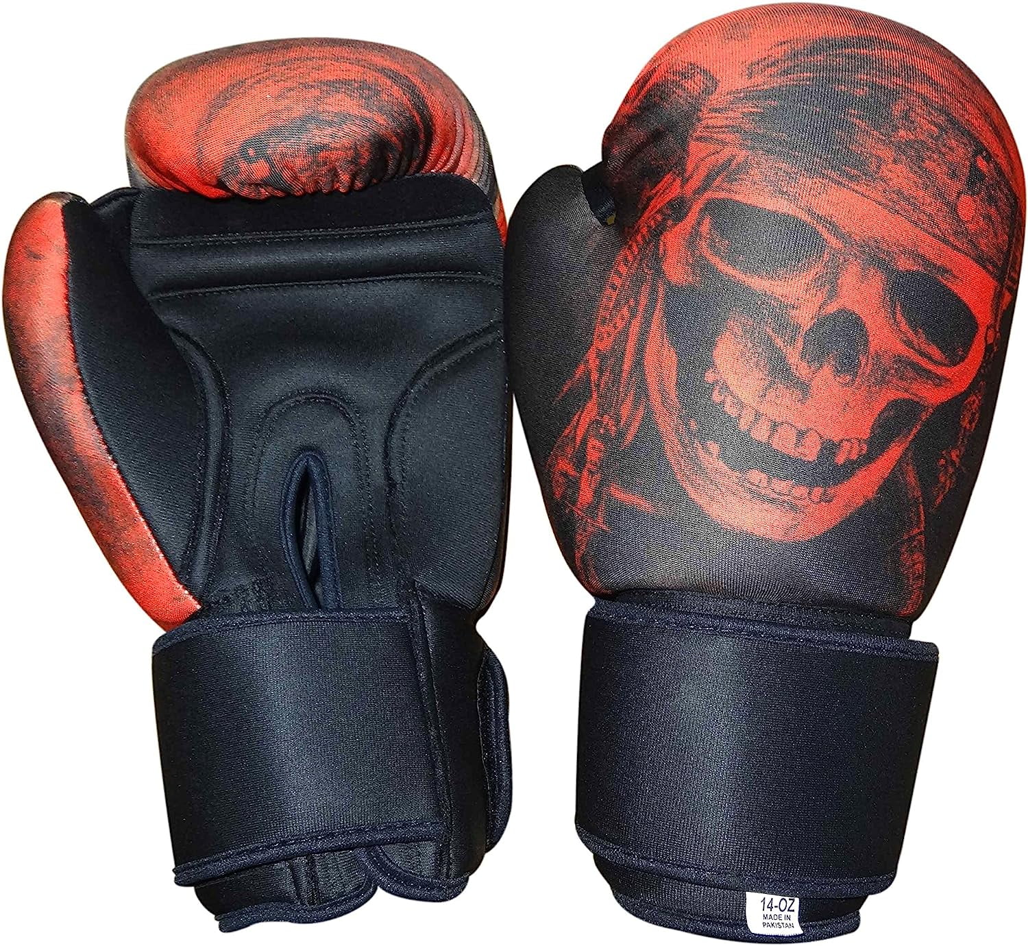 Woldorf USA Washable Boxing Bag Gloves with Imprint Skull Red 10oz Grappling, Kickboxing, Fighting Gloves, Muay Thai Training Gloves, Heavy Bag Speed Punching Gloves.