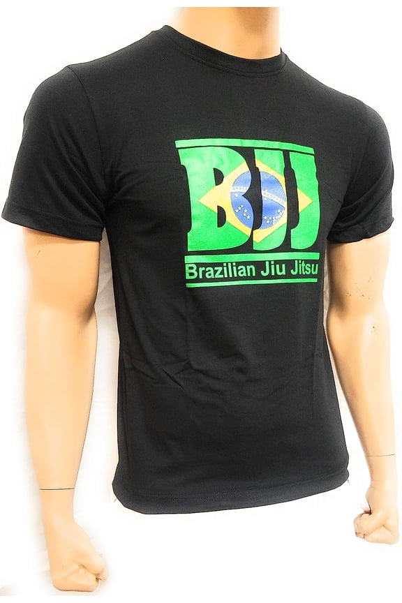 Woldorf Brazilian Flag Jiu Jitsu T Shirt in Black with BJJ Size XL, Martial Arts Equipment, Kickboxing T-Shirts, Casual Cloths, T - Shirts