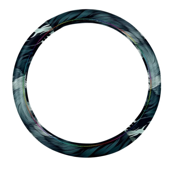 Wolf 14.5 Inch Printing PVC Leather Auto Accessories Steering Wheel Cover Car Wheel Cover Steering Wheel Cover