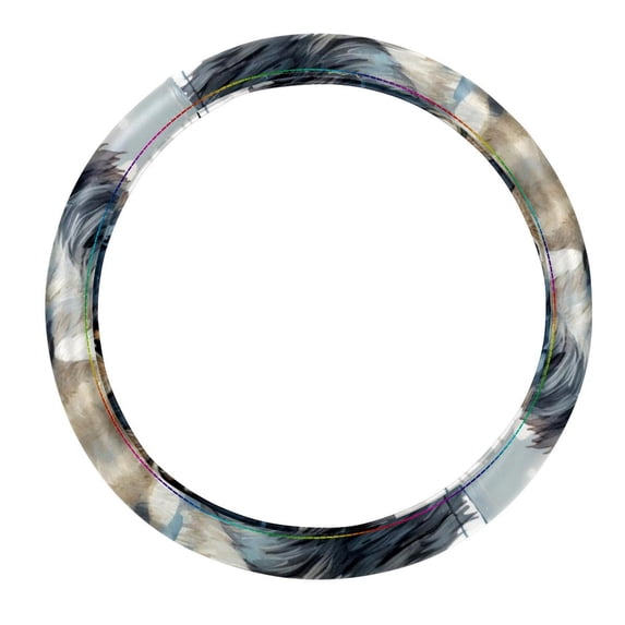 Wolf 14.5 Inch Printing PVC Leather Steering Wheel Cover Car Wheel Covers Auto Accessories