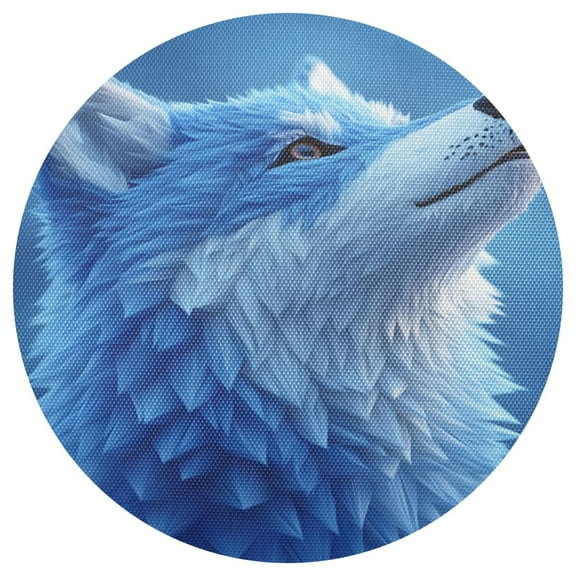 Wolf 15.4in Diameter PVC Plate Mat, Heat-Resistant and Cuttable, Kitchen Decor
