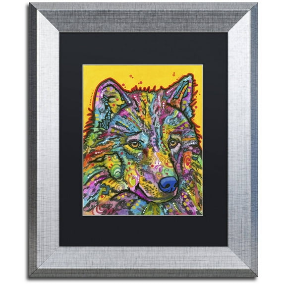 "Wolf 2" Canvas Art by Dean Russo, Black Matte, Silver Frame