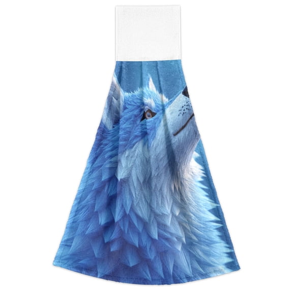 Wolf 2 Pack 14''x18'' Hand Towels Soft Coral Fleece Quick Dry Hook and Loop for Kitchen Bathroom