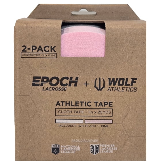 Wolf Athletic Stick Tape, Multisport Use, Durable Cloth Grip – White & Pink, 2‑Pack