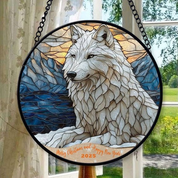 Wolf 21 Stained Glass Suncatcher Ornament, Holiday Tree Ornament, Gift for Mom, Love Day Home Decor, Festival Gift Ornament, Keepsake 2025