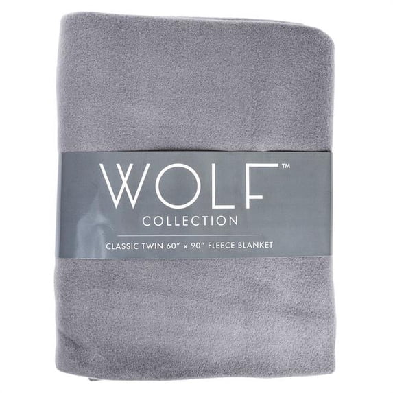 Wolf 2339687 160 gsm 60 x 90 in. Wolf Twin Classic Fleece Blanket, Grey - Case of 12