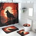 thumbnail image 1 of Wolf 4 Pieces Shower Curtain Set with Non-Slip Rug Full Moon Trees Gothic Wildlife Animal Howling Scenery Woodland with Non-Slip Rugs Toilet Lid Cover and Bath Mat Bathroom Decor Set, 72x72 Inch, 1 of 4