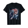 thumbnail image 1 of Wolf 4th of July American Flag Howling Wolves Under Moon T-Shirt, 1 of 5