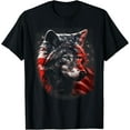 thumbnail image 1 of Wolf American Flag USA Patriotic Wolf Lover T-Shirt Tops Tee, 1 of 4